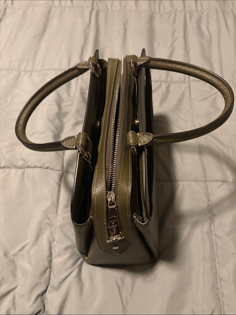 Coach Olive-Tone Pebbled Leather Dome Satchel - Picture 5 of 8